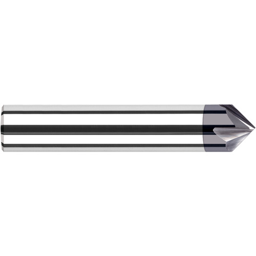 Chamfer Cutters - 0.1250″ (1/8″) Shank Diameter × 42.5° per side Carbide Pointed Chamfer Cutter, 2 Flutes, AlTiN Coated