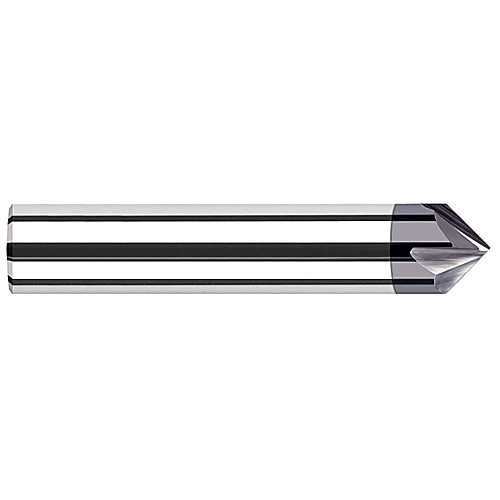 Chamfer Cutters - 0.1250″ (1/8″) Shank Diameter × 42.5° per side Carbide Pointed Chamfer Cutter, 2 Flutes, AlTiN Coated